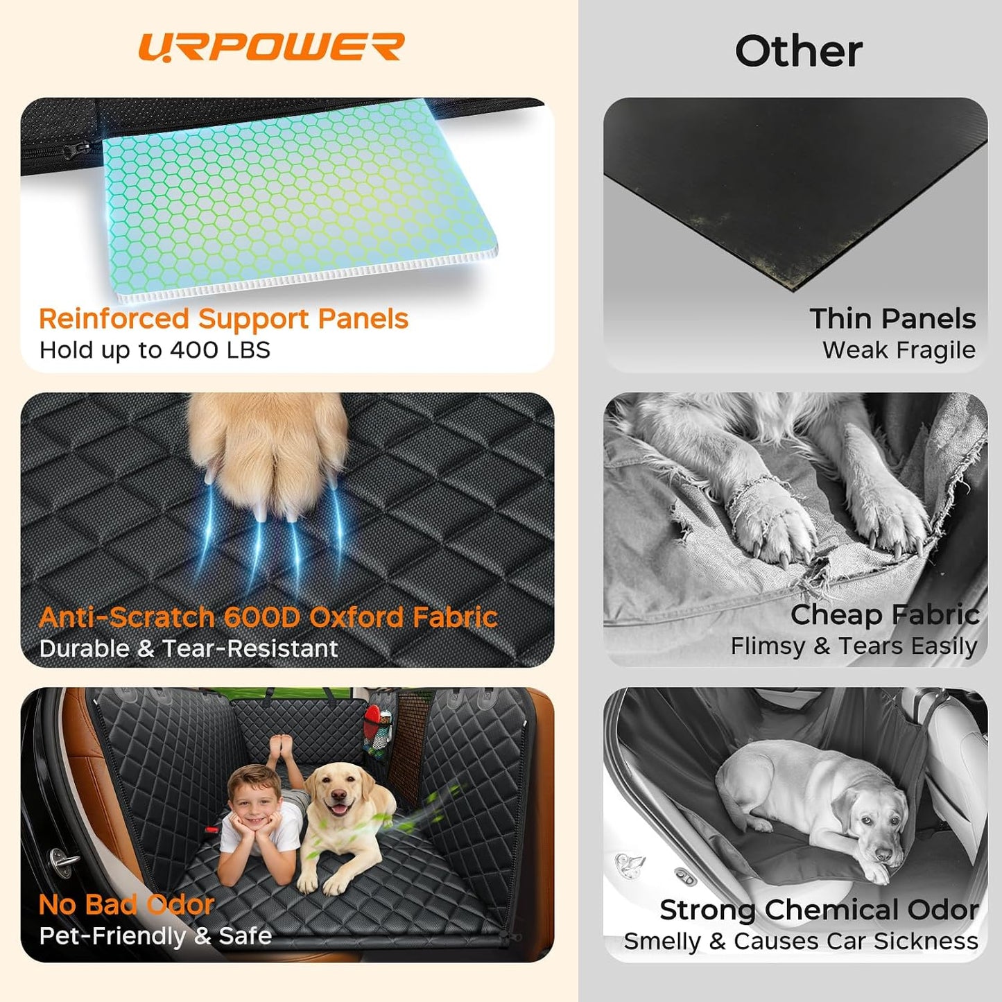 Dog Car Seat Cover for Pets - Matte Black (Size: Standard - 54" Length)