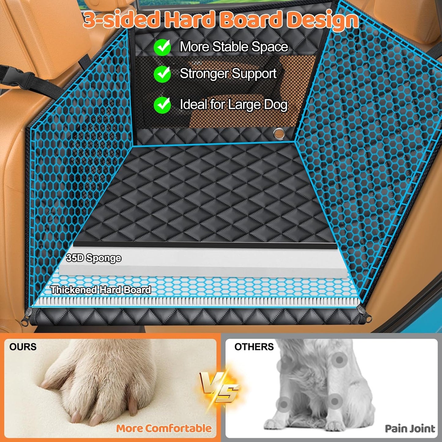 Dog Car Seat Cover for Pets - Carbon Black (Size: Standard - 54" Length)