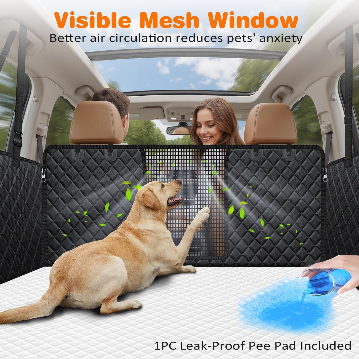 Dog Car Seat Cover for Pets - Jet Black (Size: Standard - 54" Length)