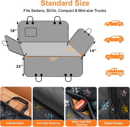 Dog Car Seat Cover for Pets -Colorful (Size: Standard - 54" Length)