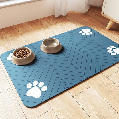 Pet Feeding Mat-Absorbent - Blue