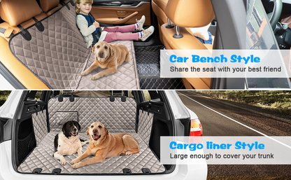 Dog Car Seat Cover for Pets - Khaki (Size: Standard - 54" Length)