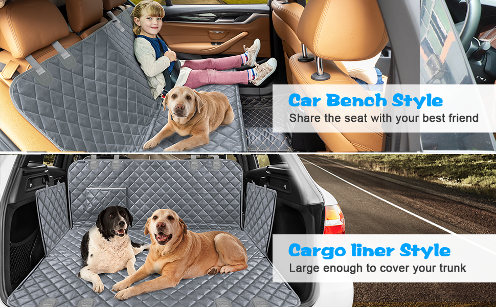 Dog Car Seat Cover for Pets -Gray (Size: Standard - 54" Length)