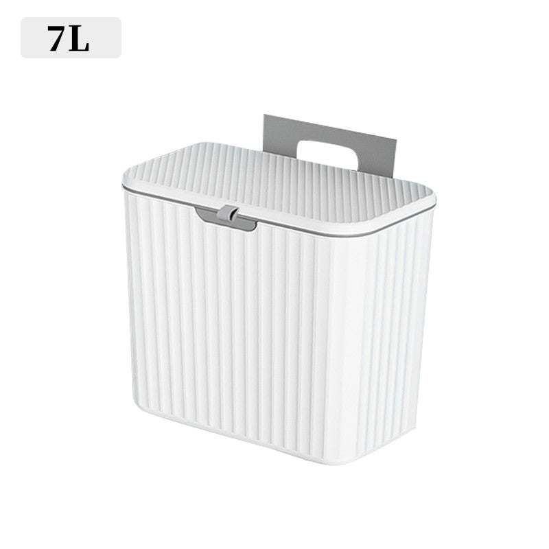 Kitchen Garbage Can Hanging Household With Cover Cabinet Door Wall-Mounted Food Waste Canister Hanging Bathroom Toilet