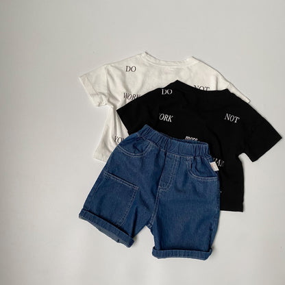Children's front pocket denim 7-inch pants