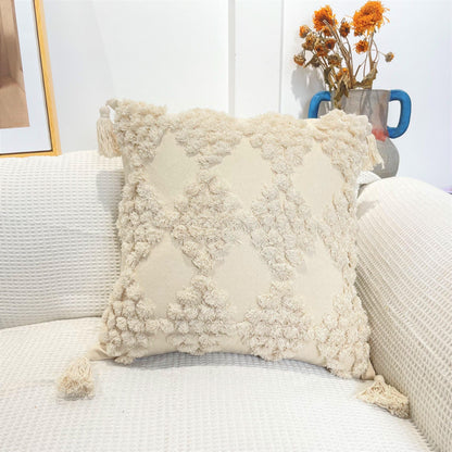 Boho Cotton Cushion Cover with Tassels | Tufted Design - 45x45cm Home Decoration