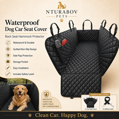 Dog Car Seat Cover for Pets -All Black (Size: Standard - 54" Length)