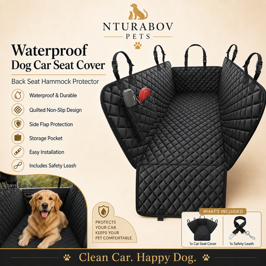 Dog Car Seat Cover for Pets -All Black (Size: Standard - 54" Length)
