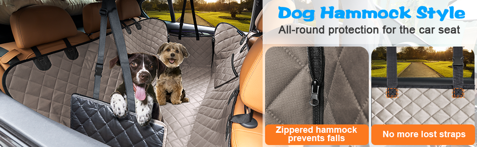 Dog Car Seat Cover for Pets - Khaki (Size: Standard - 54" Length)