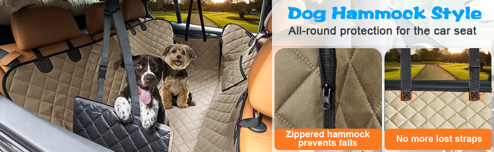 Dog Car Seat Cover for Pets - Light Brown (Size: Standard - 54" Length)