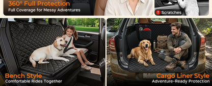 Dog Car Seat Cover for Pets -All Black (Size: Standard - 54" Length)