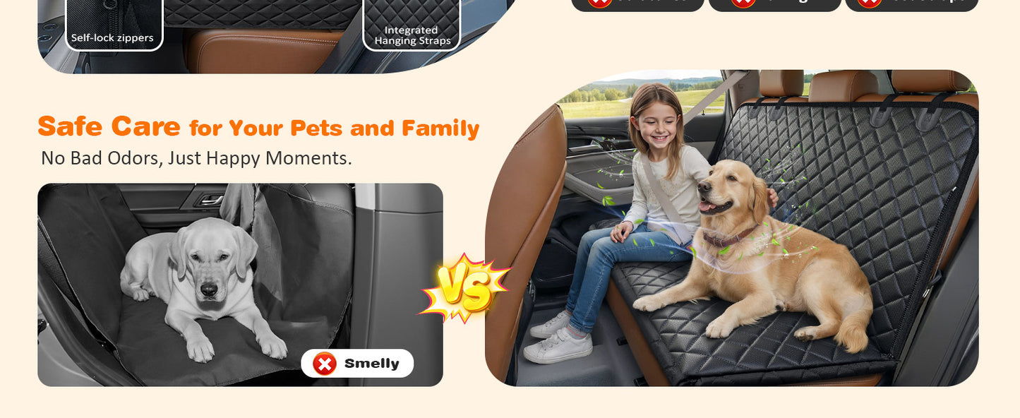Dog Car Seat Cover for Pets - Jet Black (Size: Standard - 54" Length)