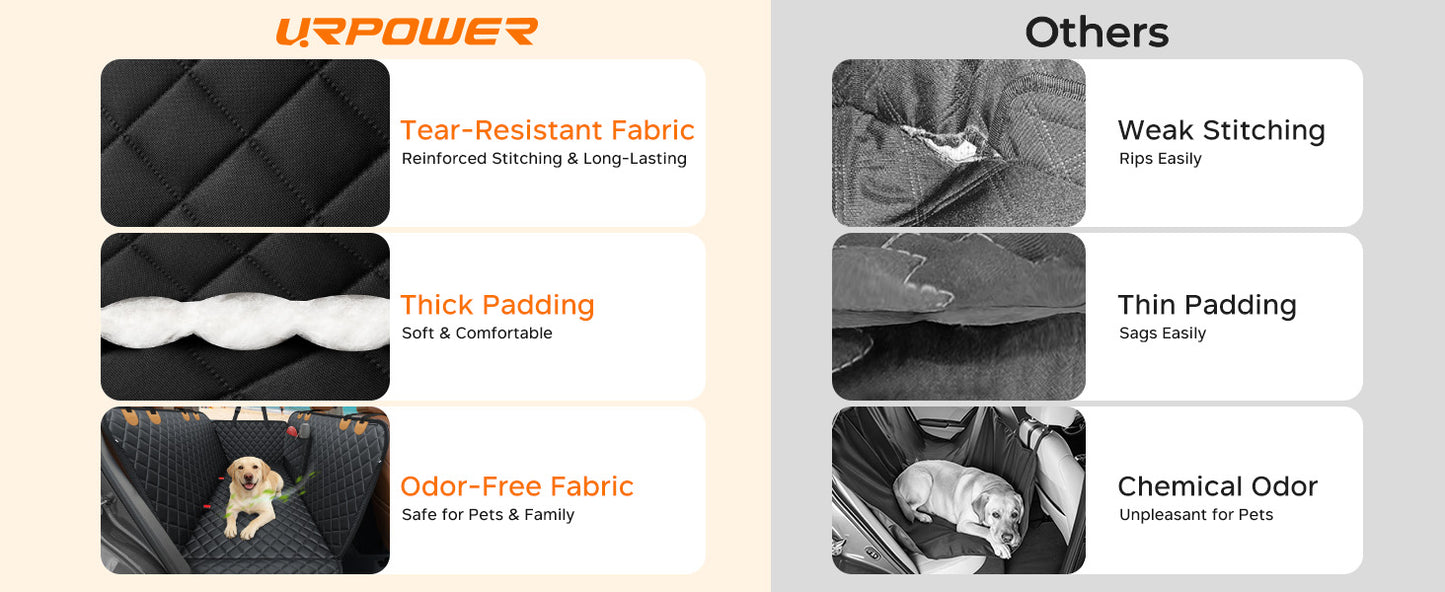 Dog Car Seat Cover for Pets - Black with Orange (Size: Standard - 54" Length)