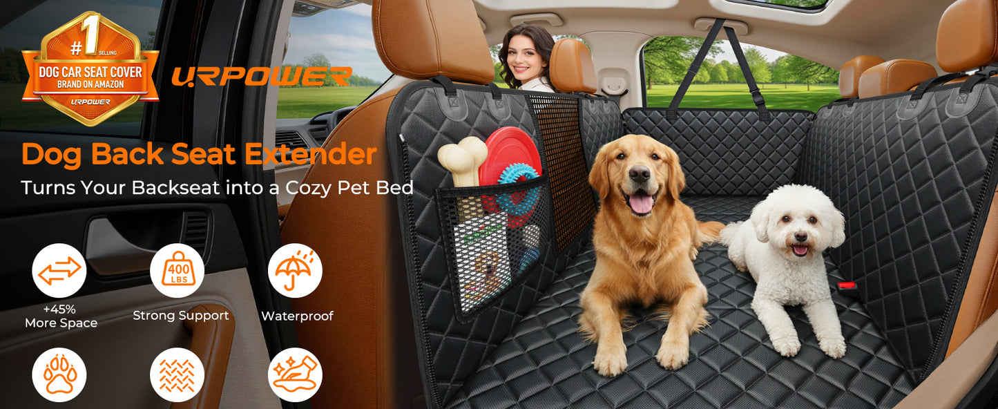 Dog Car Seat Cover for Pets - Matte Black (Size: Standard - 54" Length)